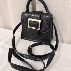 Cute Black Faux Leather Handbag